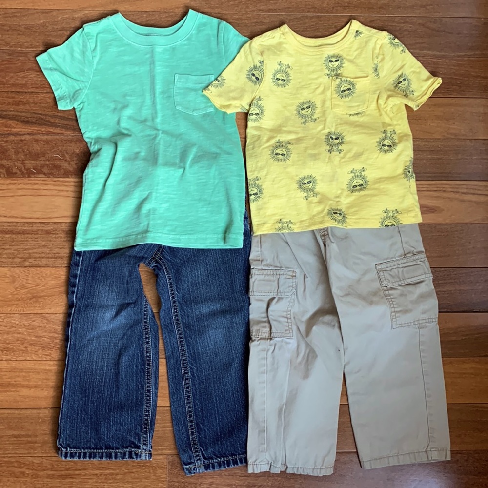 2 Outfit Sets for Boys 3t | 2 pants and 2 shirts!